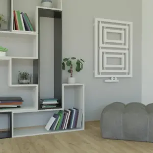 Square 70x53 bialy i szara ściana
